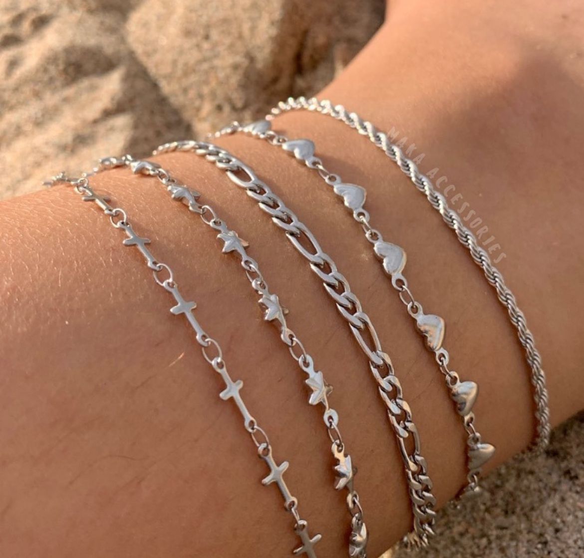 Tobillera Corazón plateada